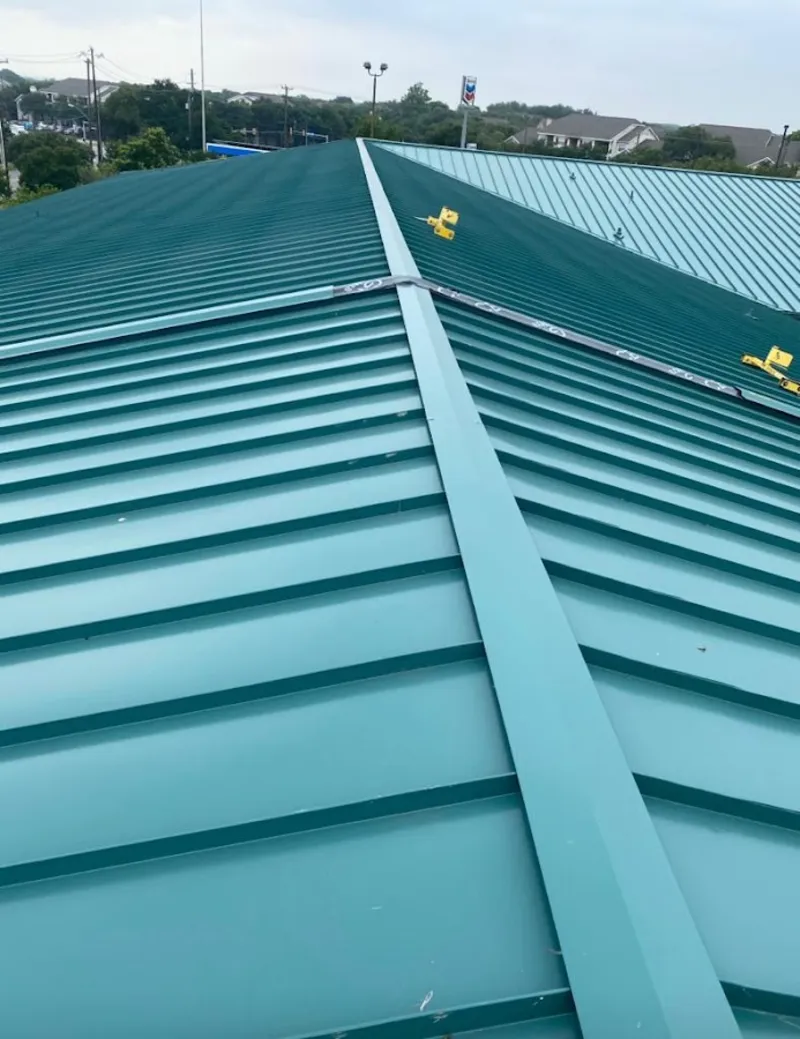 Green commercial metal roof ridge and valley for Metal Roof Repair in Delray Beach